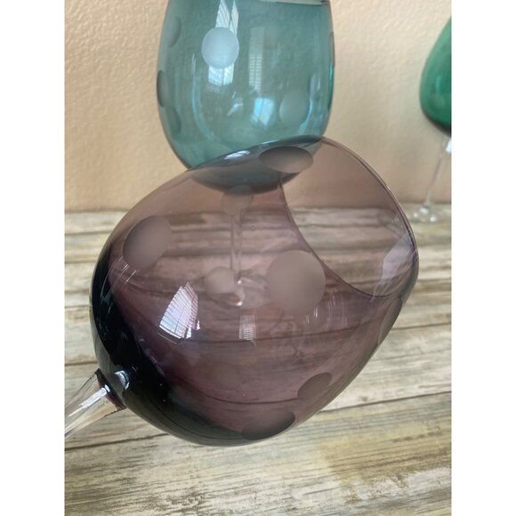 Marquis by Waterford Colored Polka Dot Wine Glasses – Set of 4 Balloon Goblets - Picture 6 of 15